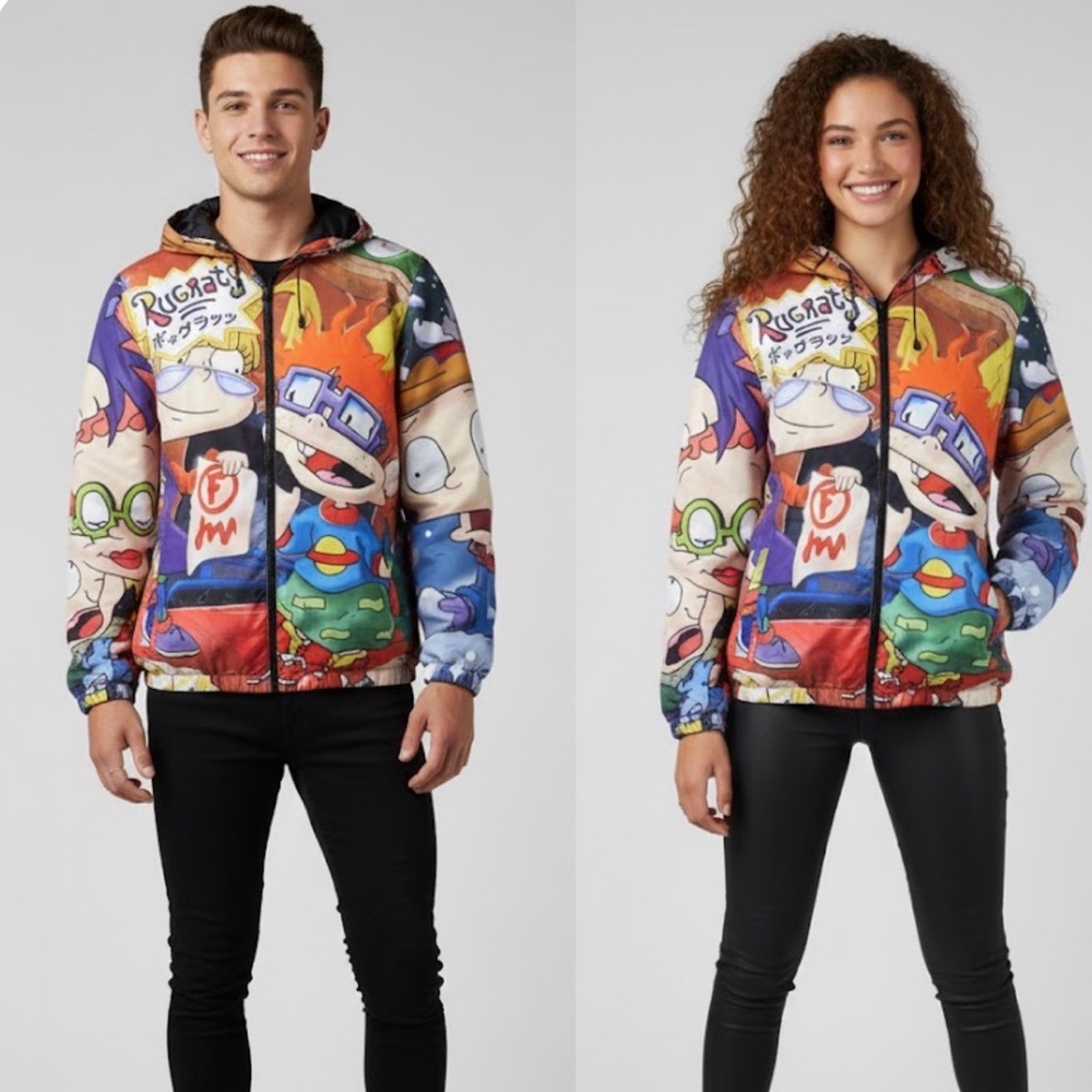 Unisex Members Only x Nickelodeon Rugrats Windbreaker Jacket Size L - 27"x24"